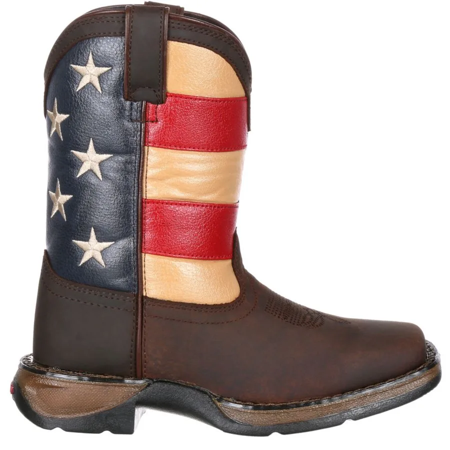 Детский маленький бунтарь от Kids' Patriotic Western Boot Durango, коричневый and union flag