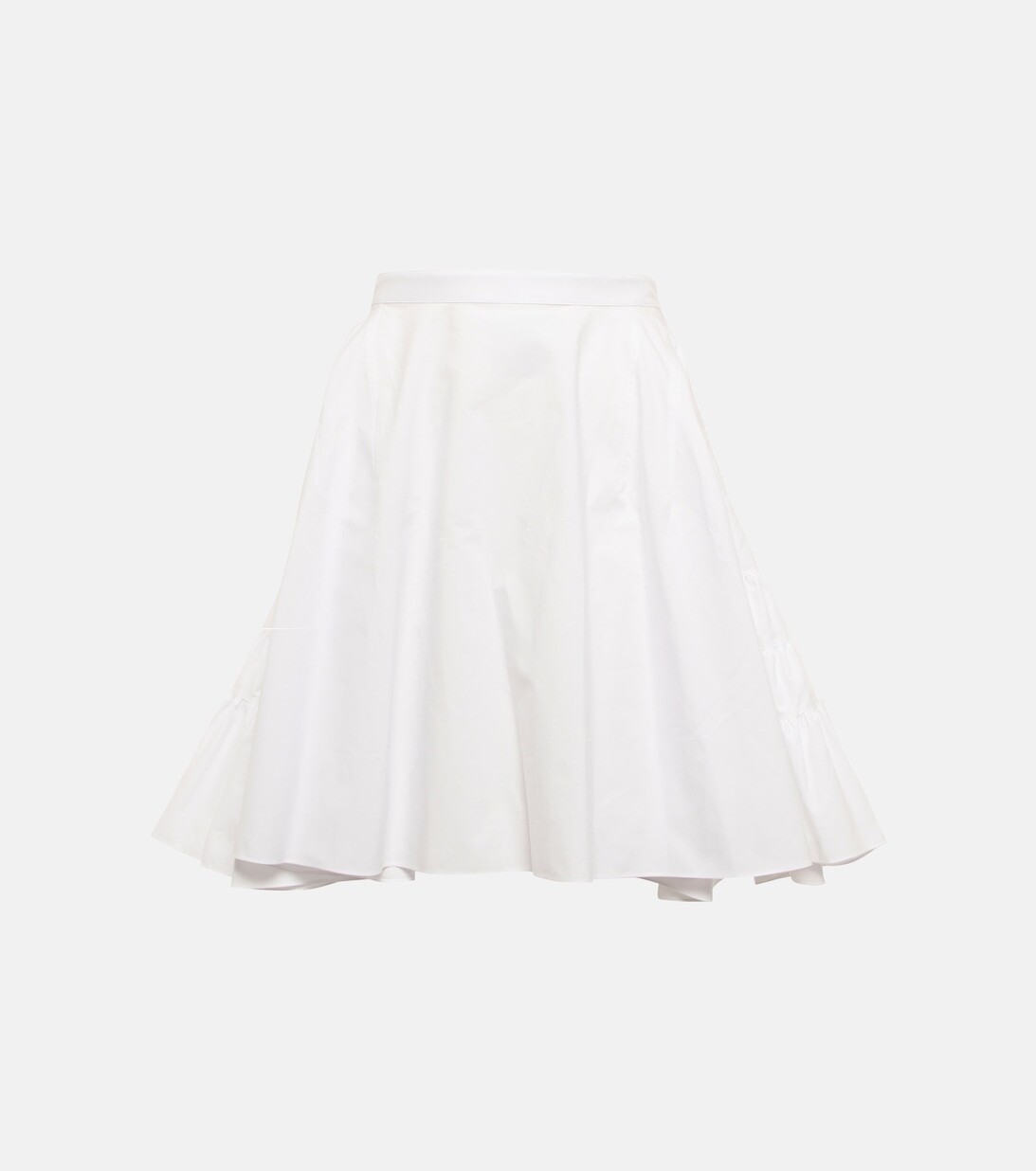 

Мини-юбка из хлопкового поплина с оборками ALAÏA, белый