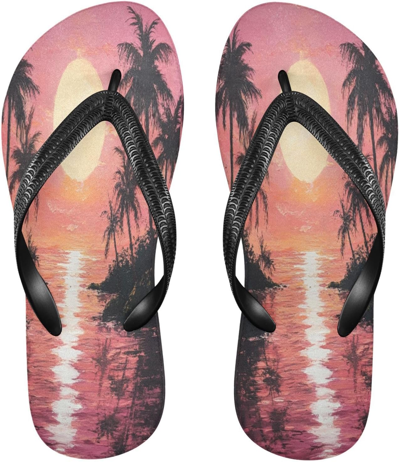 

Женские и мужские пляжные шлепанцы Palm Moon с отражением воды, резиновые, противоскользящие, летние, для прогулок Sinestour, Palm Moon Water Reflection