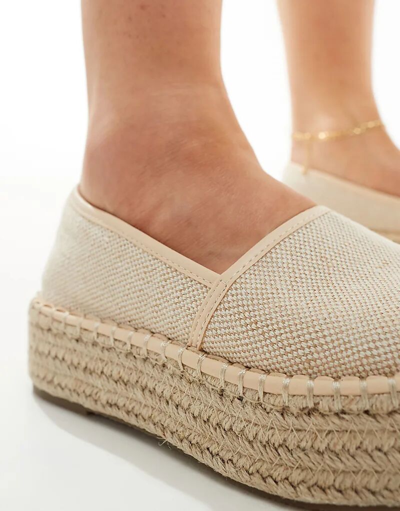 Эспадрильи Journal на плоской платформе ASOS DESIGN широкого кроя кремового цвета — фото 2