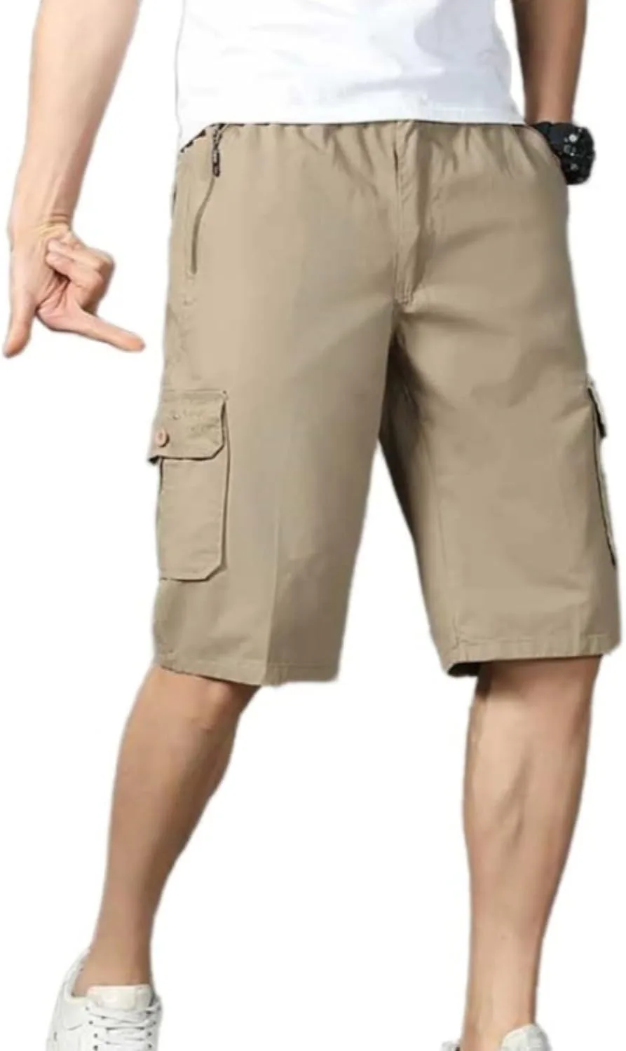 

Мужские летние джоггеры 3/4 с карманом на молнии 100% хлопок OHUEYRTBN