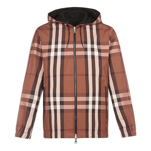 

Куртка Men's Burberry Double Sided Plaid Cotton Hooded Jacket Brown, коричневый