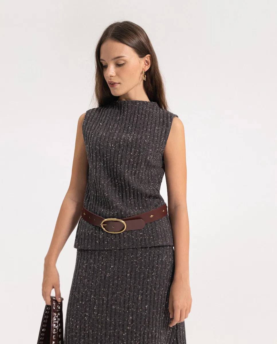 

Женский жилет в рубчик без рукавов Noon, серый