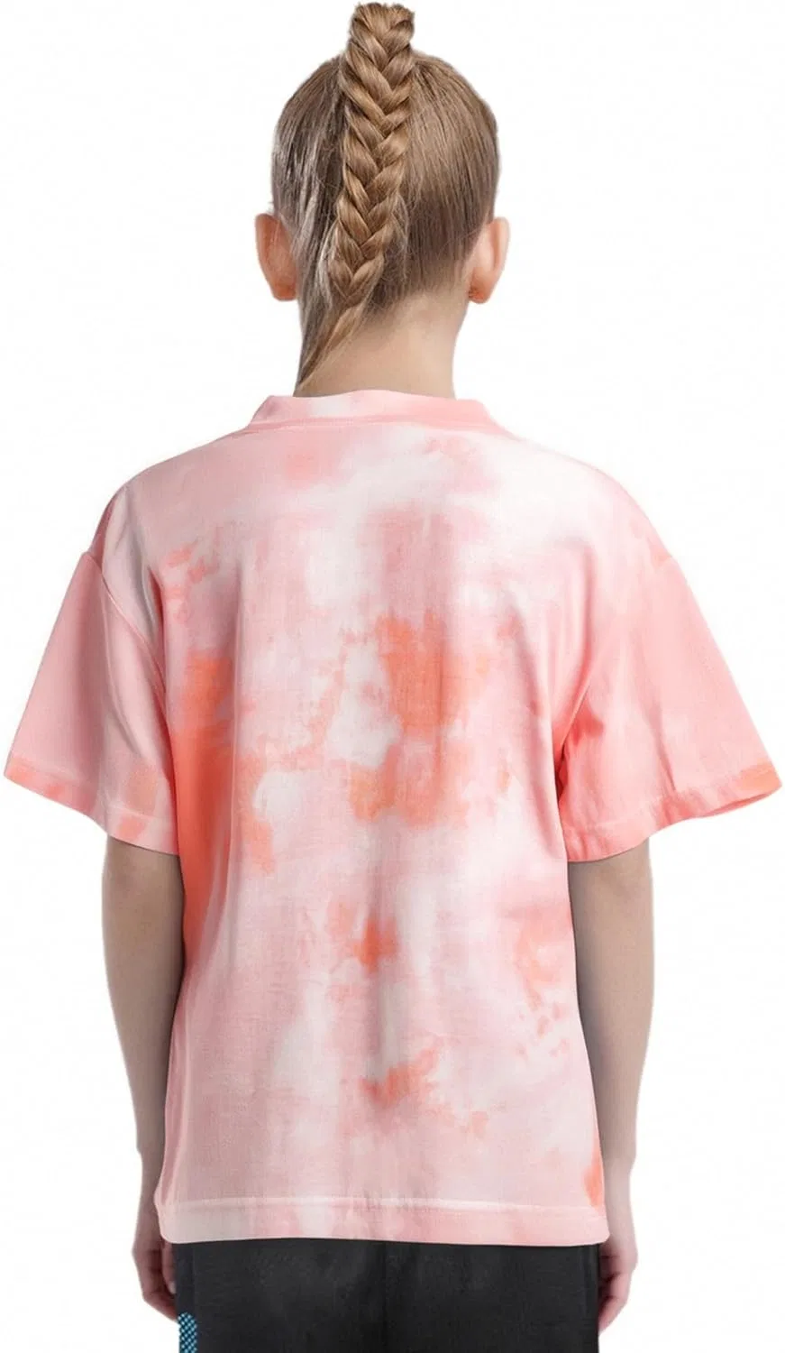 Детская футболка с tie-dye принтом Ocealan, розовый — фото 2