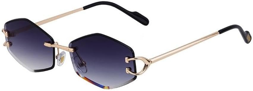 

Маленькие солнцезащитные очки без оправы в форме шестиугольника, роскошные винтажные солнцезащитные очки в форме ромба для женщин и мужчин, металлические линзы, защита от ультрафиолета UV400, SUN4625 Generic, C2golddoublegray