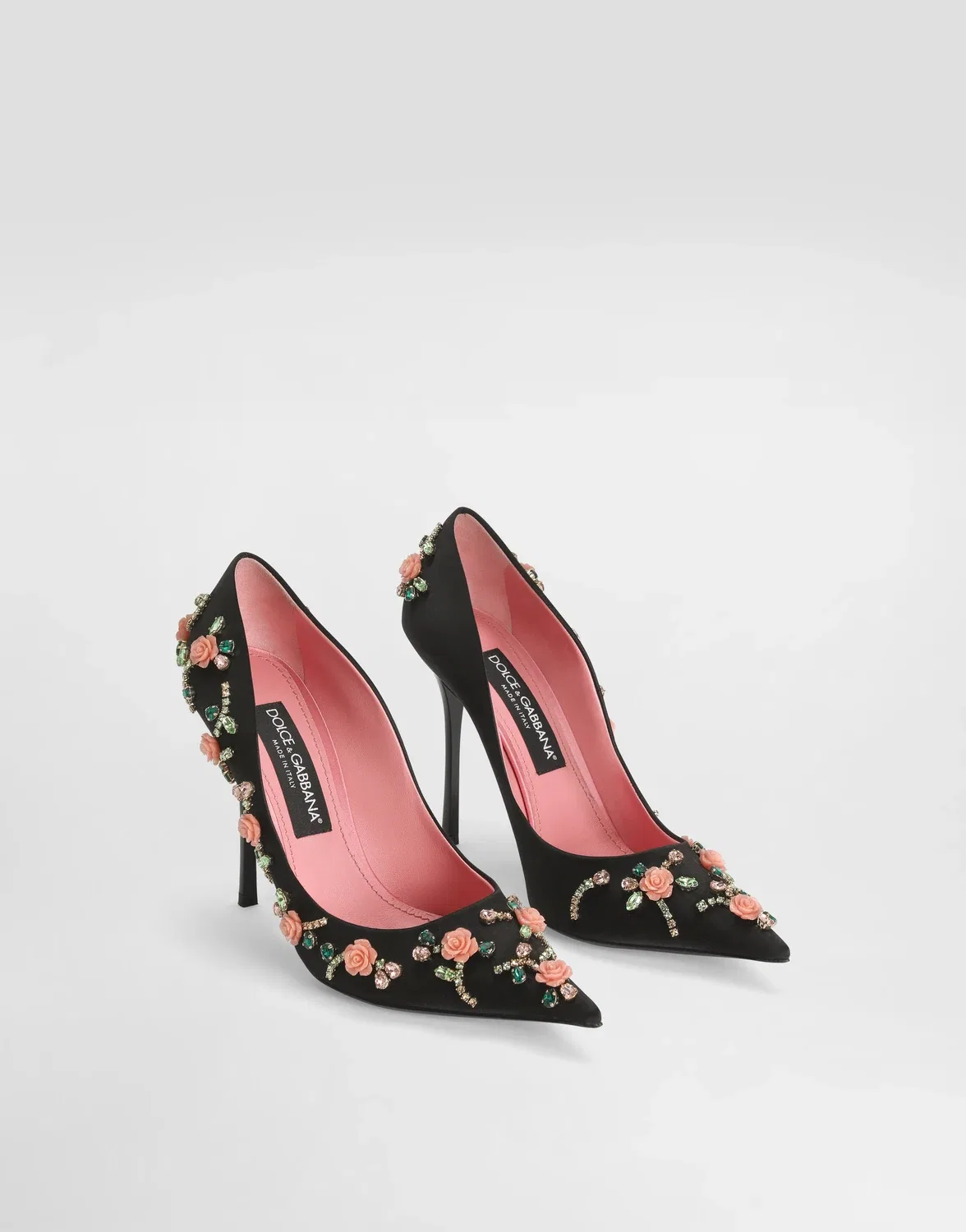 Атласные туфли-лодочки с украшениями DOLCE & GABBANA, черный — фото 2