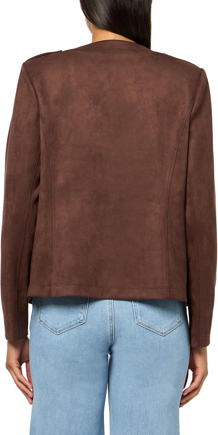 Женская куртка Tommy Hilfiger из искусственной веганской замши без воротника с полосками, Chicory — фото 2