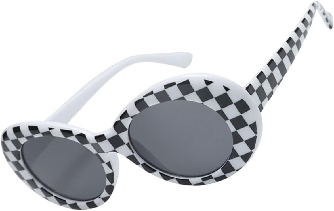 

Ретро-солнцезащитные очки овальной формы для женщин и мужчин, белая клетчатая оправа с полностью серыми линзами, винтажные защитные очки для активного отдыха летом и повседневной носки Abaodam
