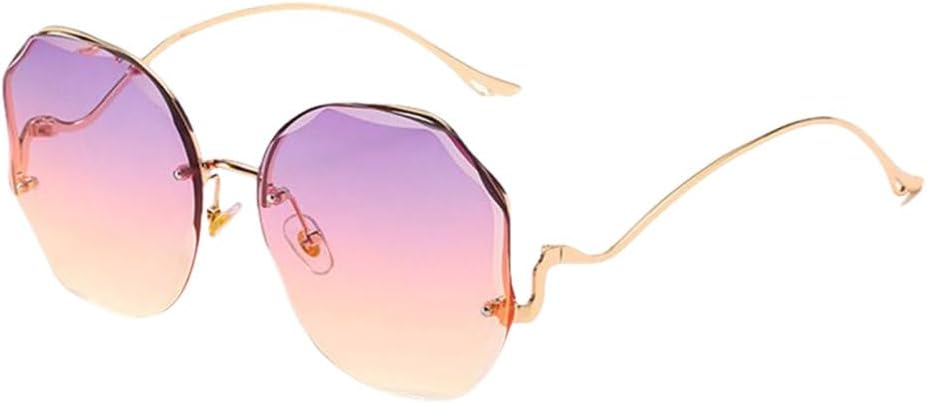 

MUTYNE Большие безободковые солнцезащитные очки с градиентным переходом цвета, модные круглые прозрачные солнцезащитные очки для женщин, дорожные очки с защитой от УФ-излучения UV400, 6