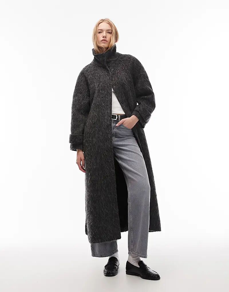 

COLLUSION длинное пальто из меланжевого цвета с начесом и поясом