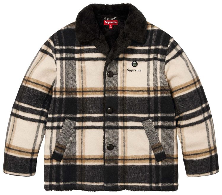 

Автомобильное пальто Supreme в клетку, кремовый