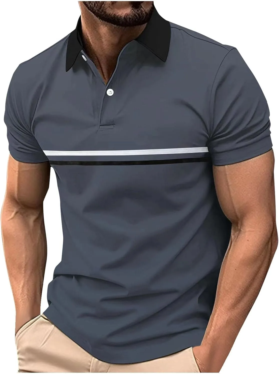 

Поло для мужчин, короткий рукав, классическая полоска