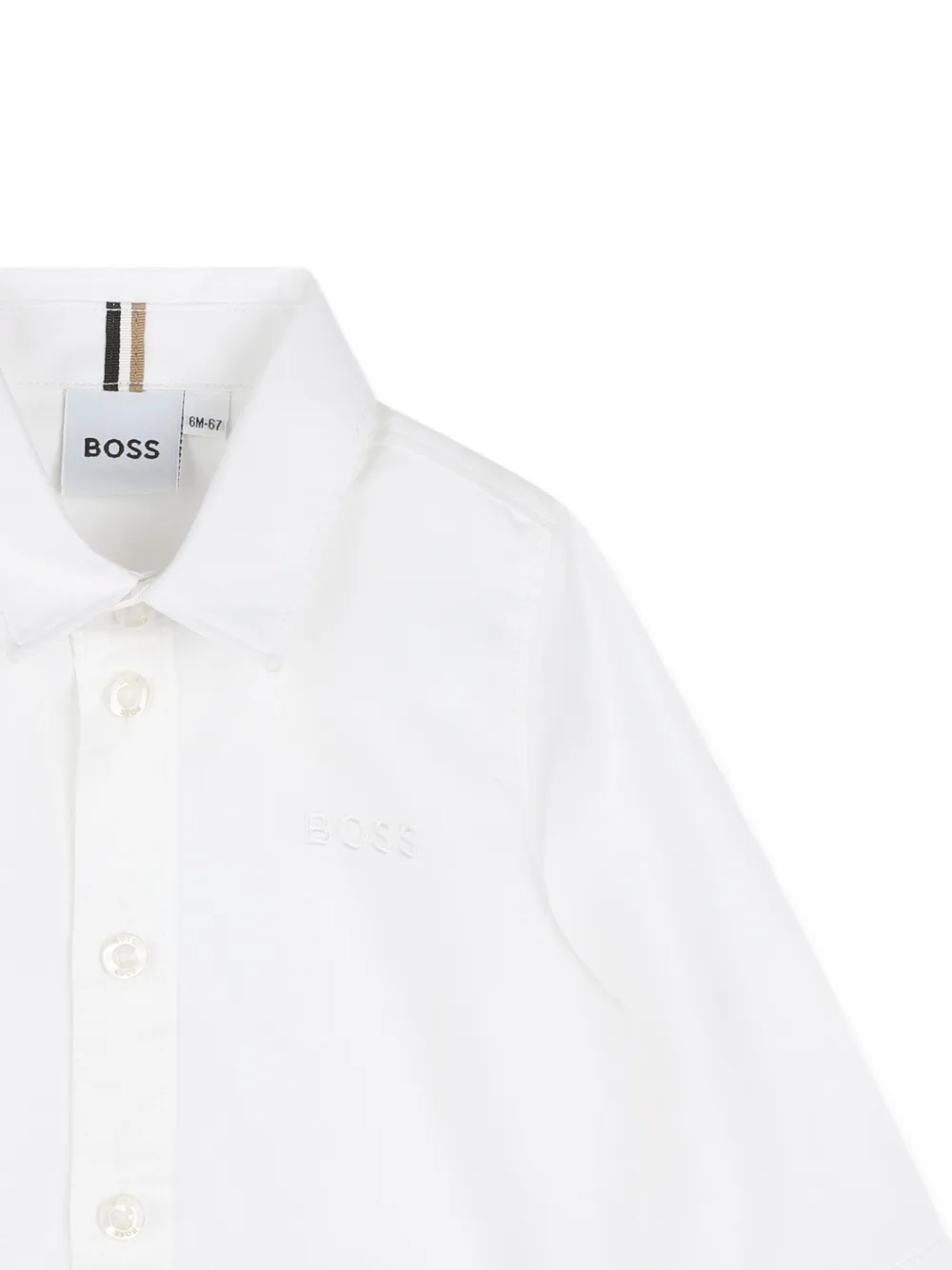 Рубашка с длинными рукавами и вышивкой BOSS Kidswear, белый — фото 3