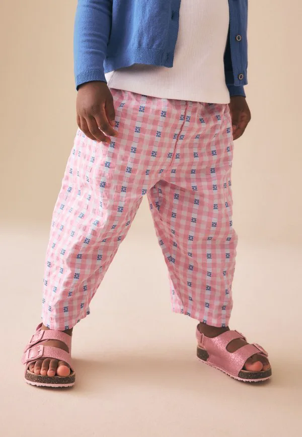 Брюки-Бочонки классического кроя без застежки Next, Pink Blue Gingham — фото 2