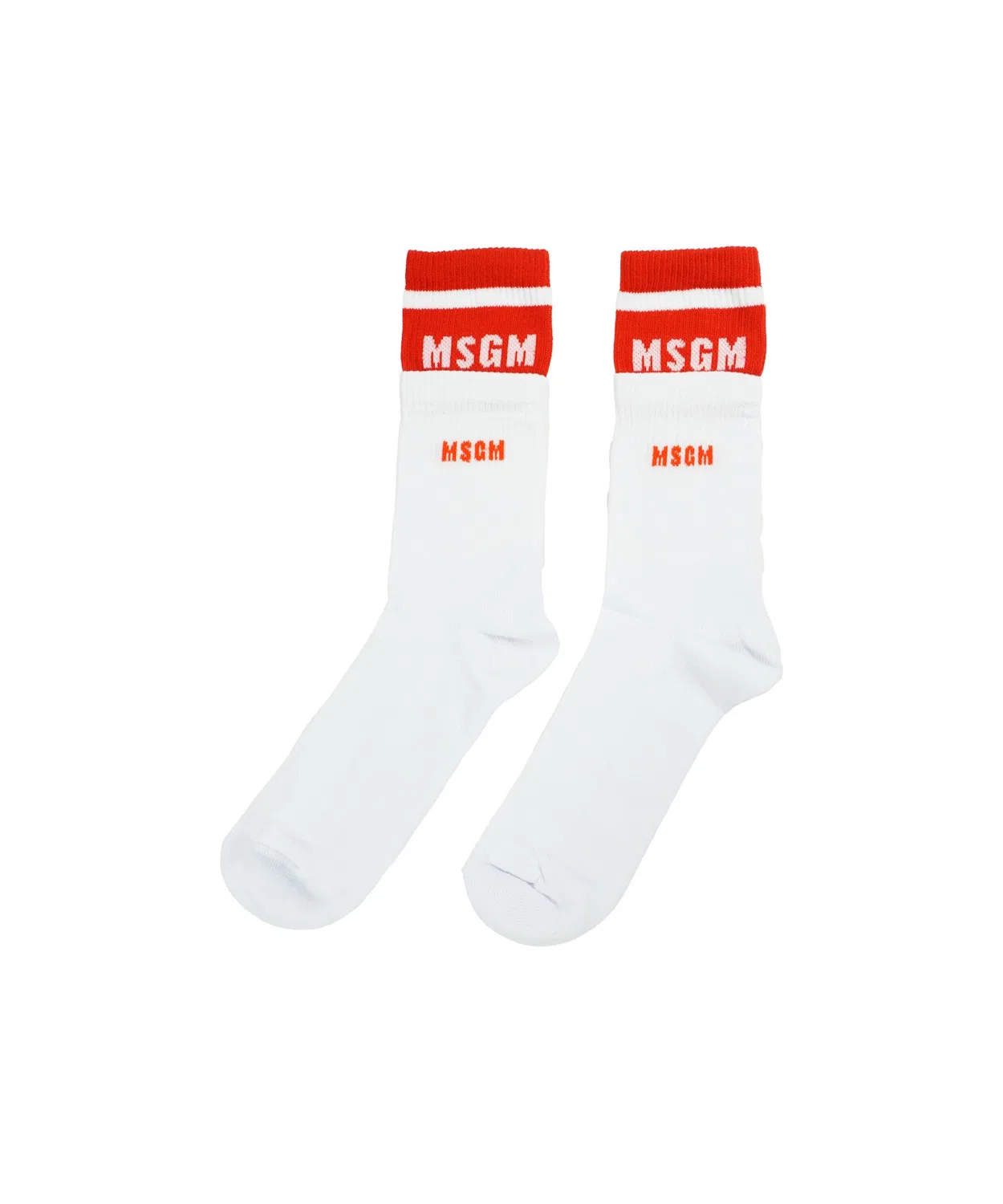 Носки детские с логотипом MSGM Kids, хлопковый бленд, белый с красным — фото 4
