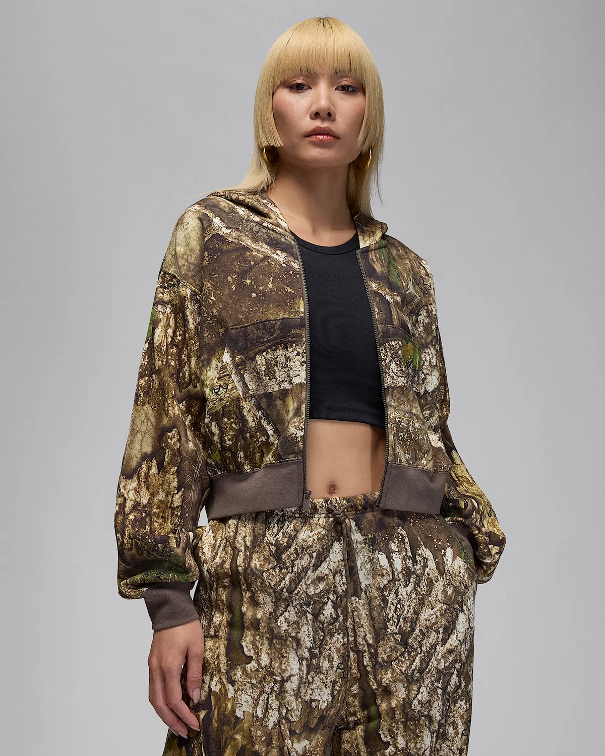 Женская толстовка Realtree Mod Crop Full-Zip Hoodie Jordan Brooklyn Fleece, Sail/Sail