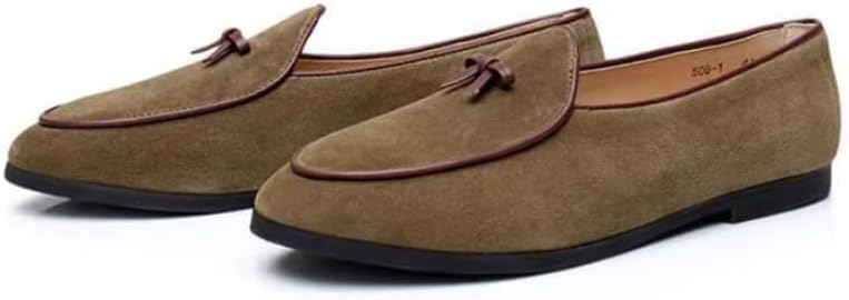 

Мужские замшевые кожаные слипперы-лоферы WAOLSU с бантом, бельгийская модель, зеленый