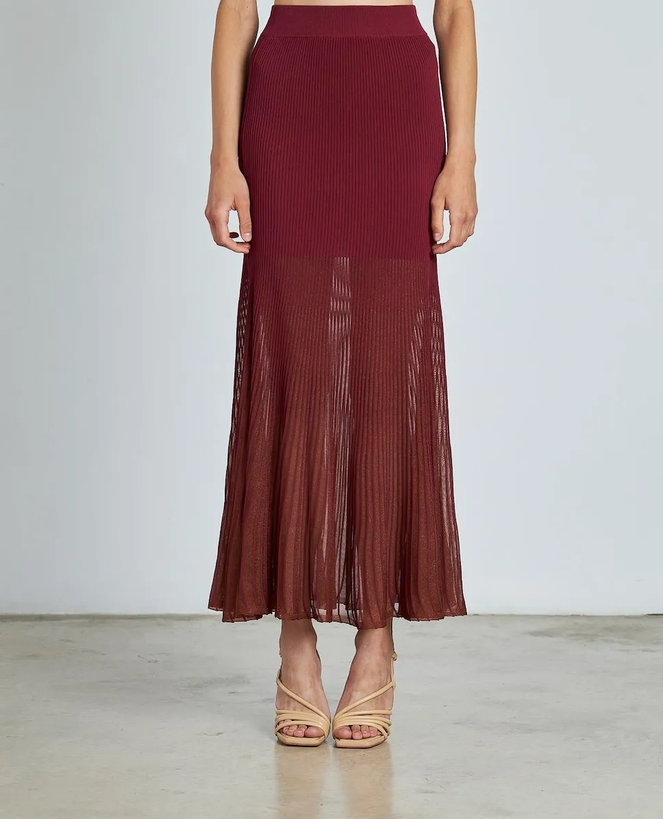 

Миди-юбка с воланами, полупрозрачная внизу Alma en Pena, бордовый