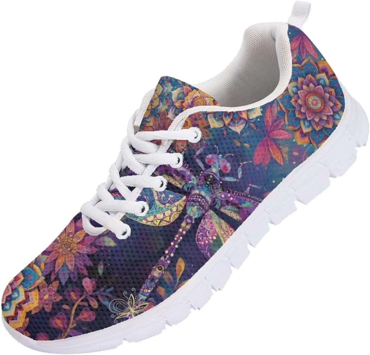 

Кроссовки с американским флагом и рисунком розы, легкие кеды для мужчин и женщин, для бега, прогулок и тенниса на 4 июля, День независимости Getelinseng, Boho Art Paisley Dragonfly Mandala