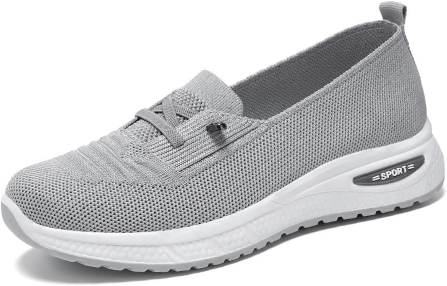 

Ортопедические женские кроссовки для ходьбы, дышащие, вязаные из сетки, с шнуровкой, легкие, повседневные, низкие, с нескользящей подошвой, закрытым носком, для улицы и бега Kajxz, серый