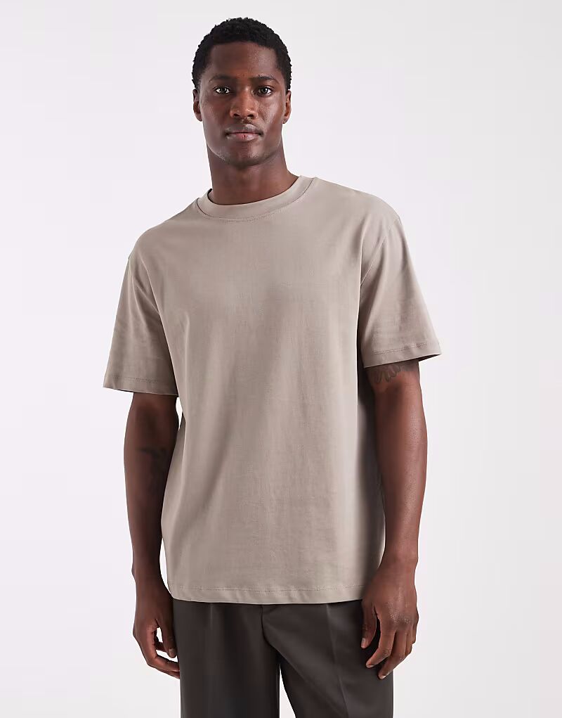 

Плотная свободная футболка коричневого цвета Asos Design, Коричневый, Плотная свободная футболка коричневого цвета Asos Design