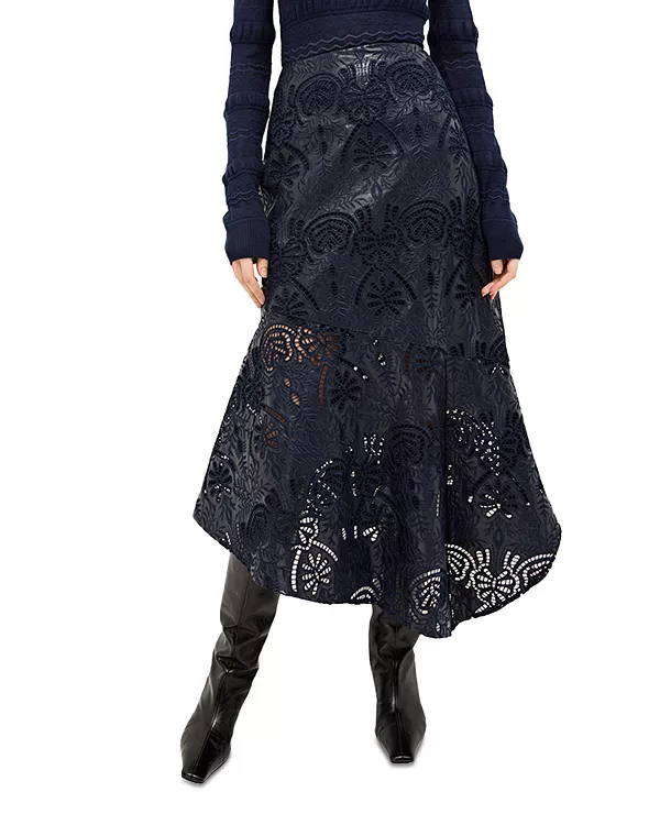 

Вышитая юбка из искусственной кожи Casey Marie Oliver, синий