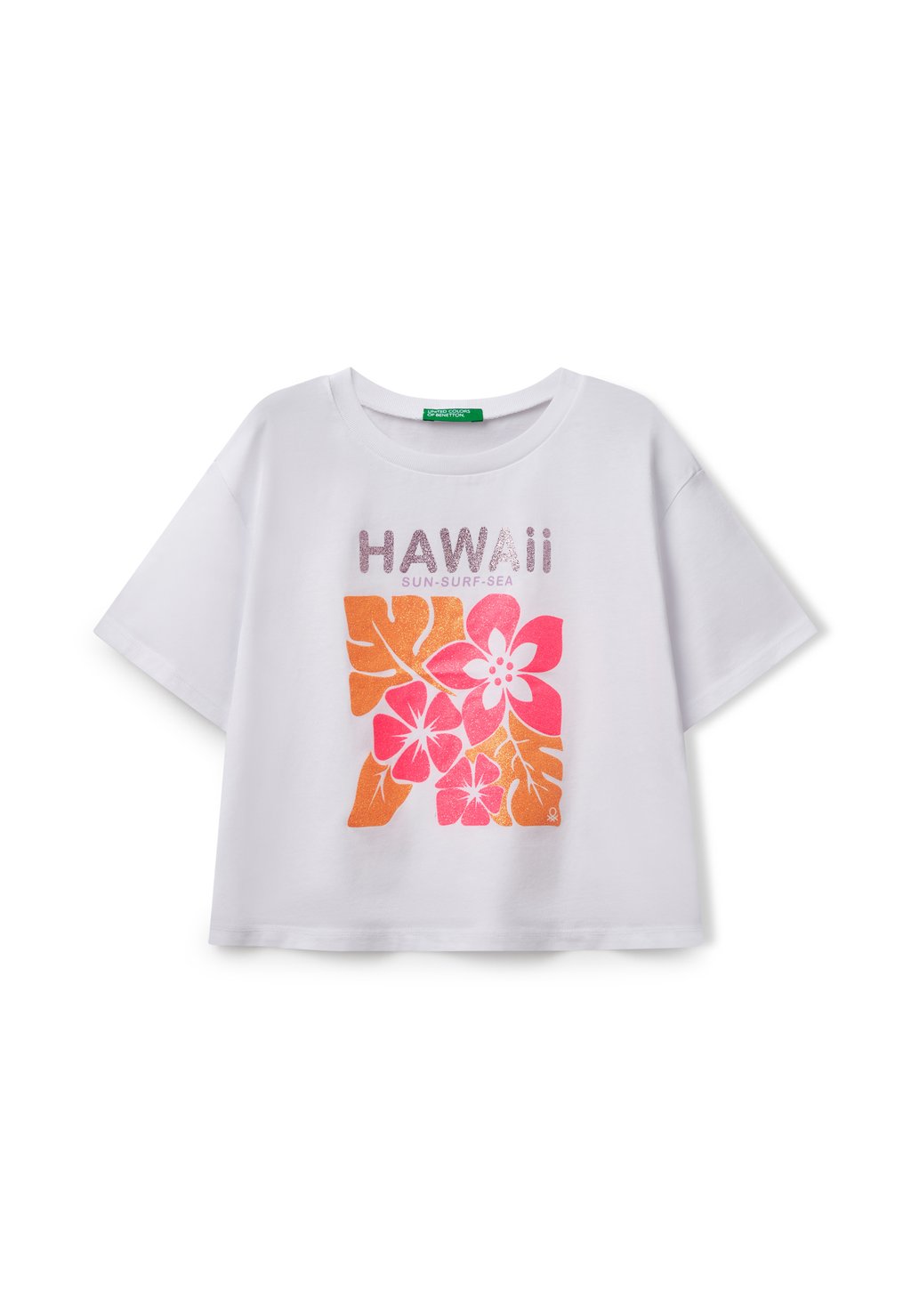 

Футболка с принтом WITH GLITTERY United Colors of Benetton, белый
