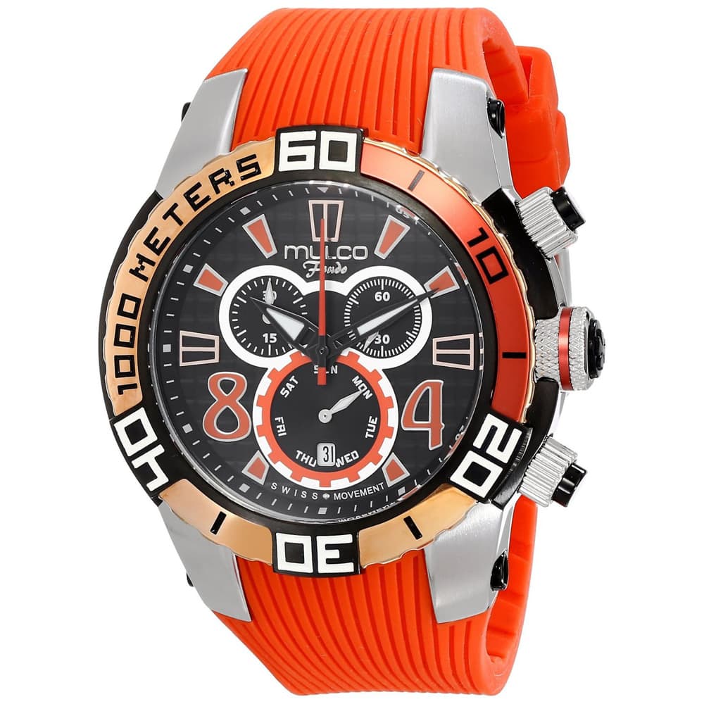 

Мужские часы Mulco с черным циферблатом Mulco, черный, Оранжевый, Мужские часы Mulco с черным циферблатом Mulco, черный