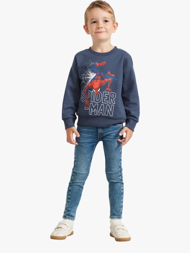 Детская хлопковая толстовка с круглым вырезом Spiderman Lindex, Dark Blue — фото 3