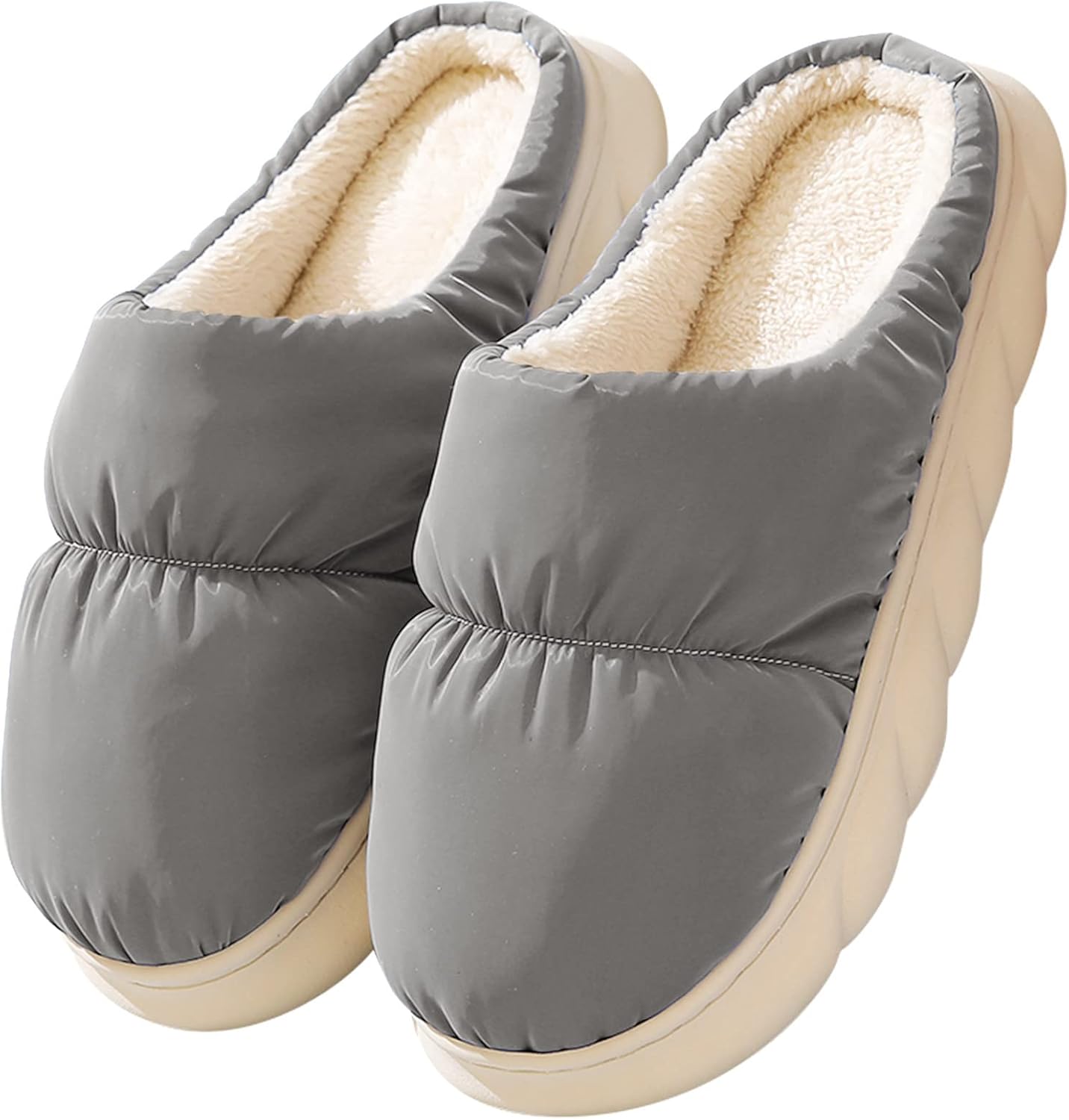 

Мужские плюшевые тапочки KRIDDR из хлопка, мягкие, комфортные, противоскользящие, для дома и спальни, серый