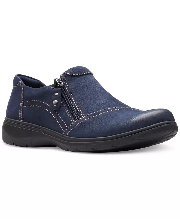 Женские туфли Carleigh Ray с закругленным носком и боковой молнией Clarks, синий
