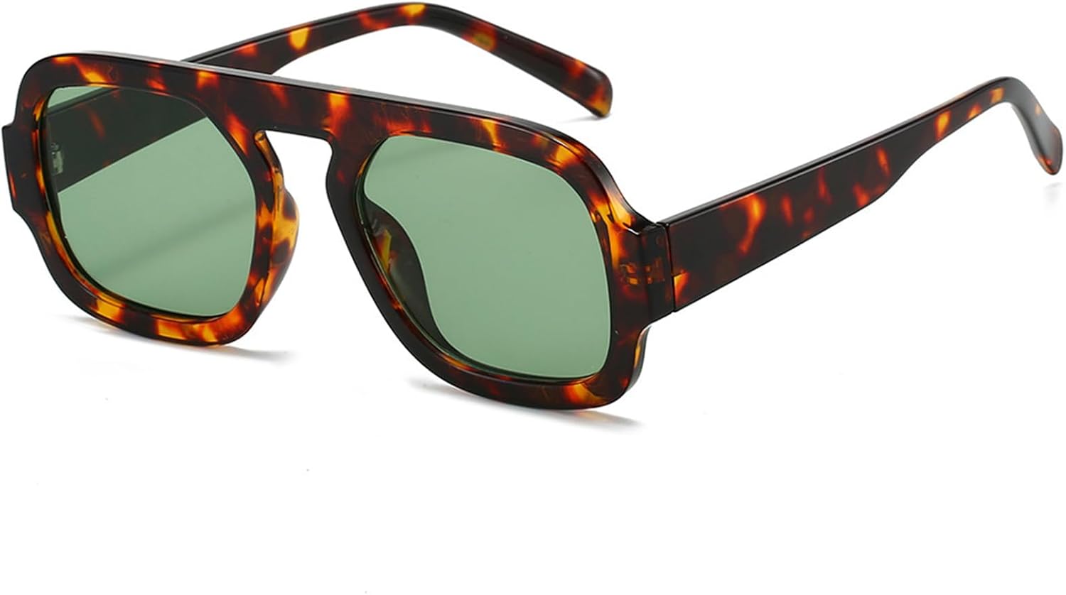 

Солнцезащитные очки Mirkcittle Trendy Square Aviator для женщин и мужчин, в стиле ретро с плоской оправой, классические стильные дизайнерские солнцезащитные очки, Tortoise/Green Lens