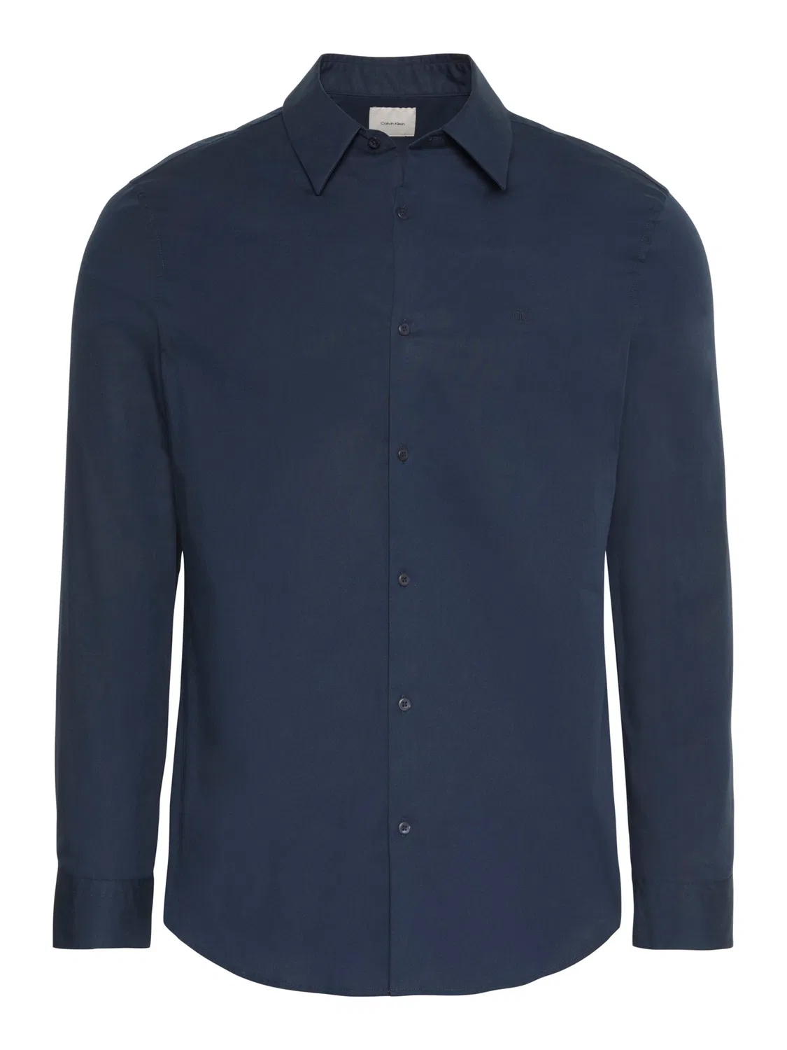 Рубашка Calvin Klein приталенного кроя на пуговицах модель Slim Fit Monogram Embroidery, темно-синего цвета