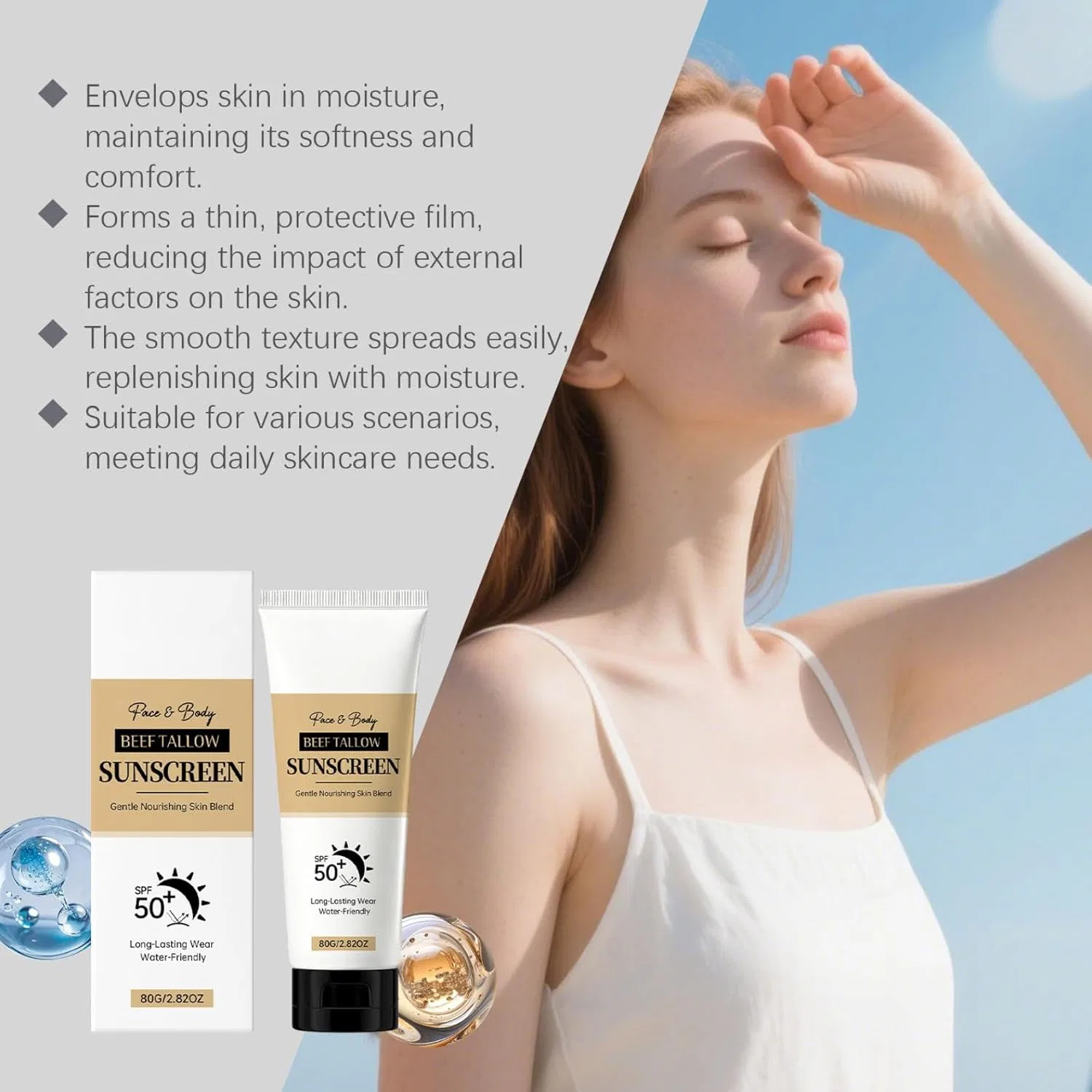 Увлажняющий солнцезащитный крем SPF 50 Generisch, 2 Pieces. — фото 2