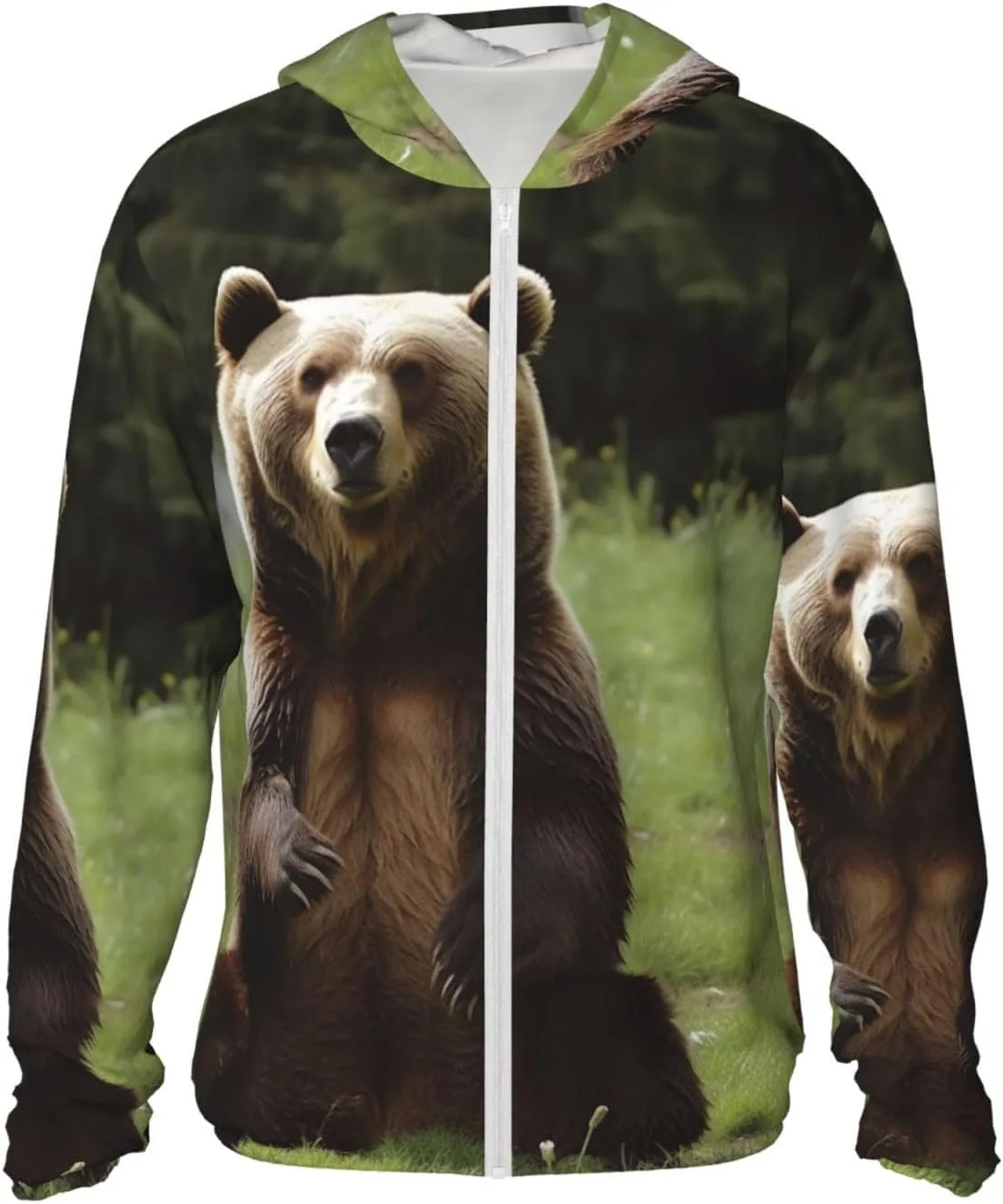 

Мужская толстовка с капюшоном UPF 50+ Hi Bear Sit on The Lawn, легкая куртка на молнии SDTYKHJ