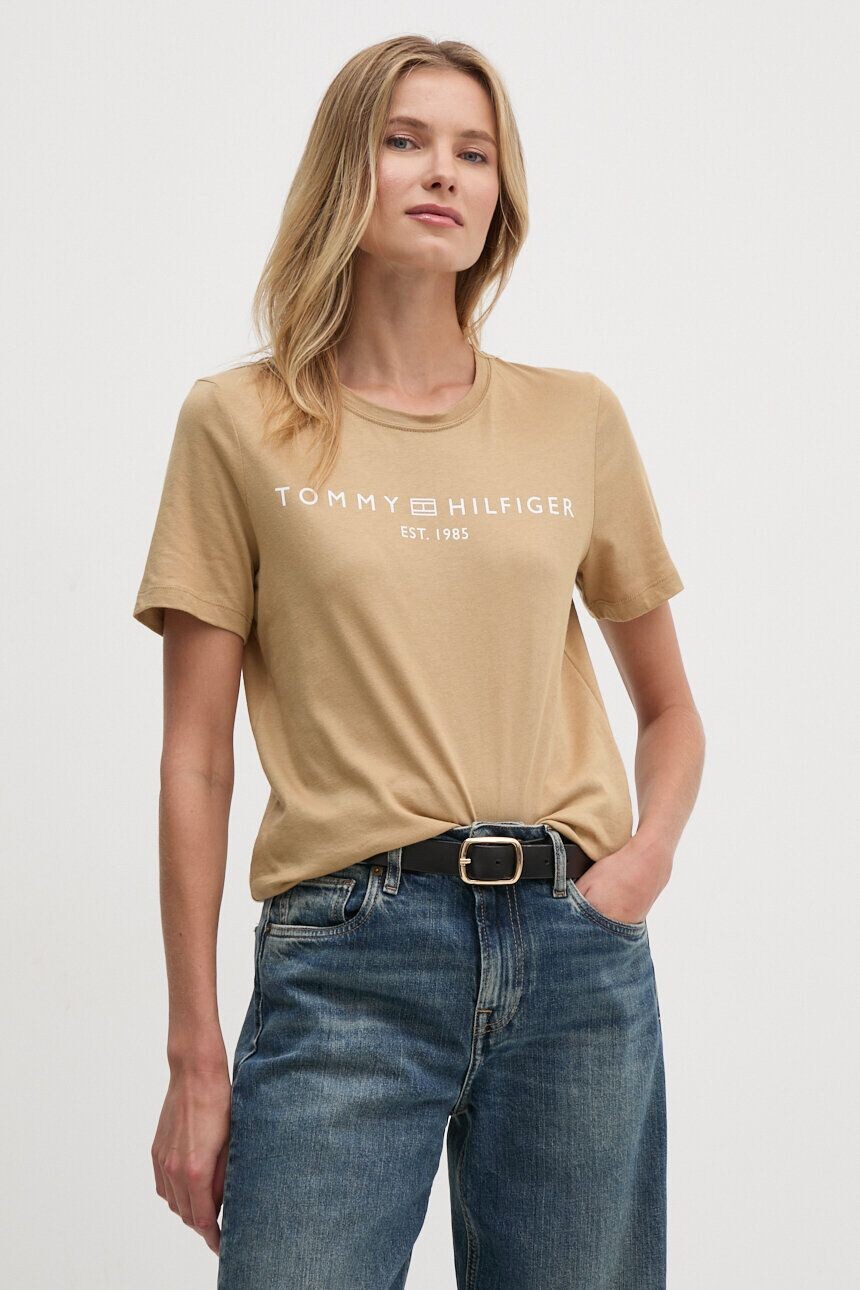 

Хлопковая футболка Tommy Hilfiger, бежевый