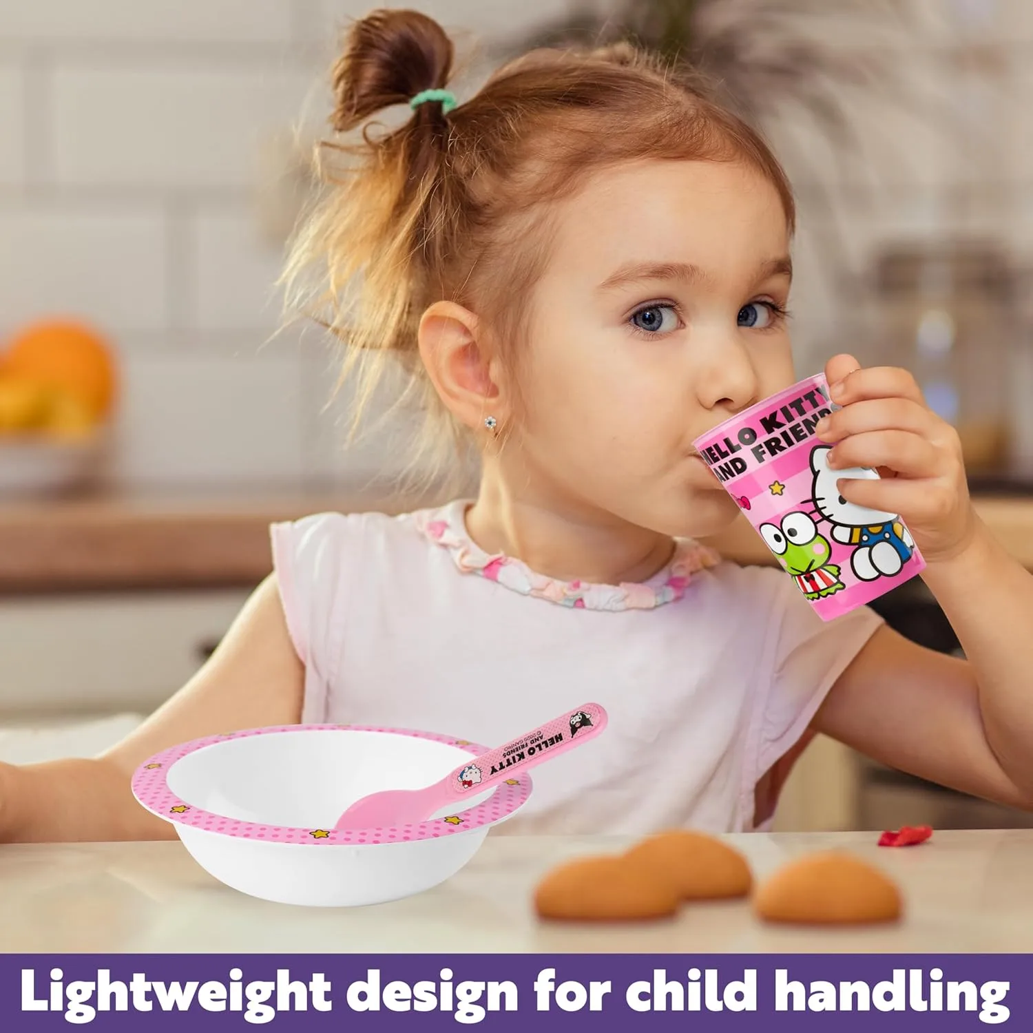 Детский набор посуды Get Trend Hello Kitty Sanrio, 5 предметов, BPA-Free, розовый — фото 4