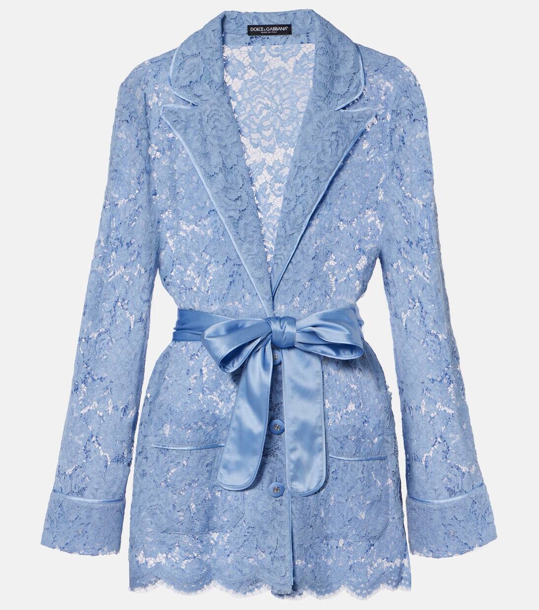 

Жакет с кружевом и поясом Dolce&Gabbana, цвет glicine viola chiari