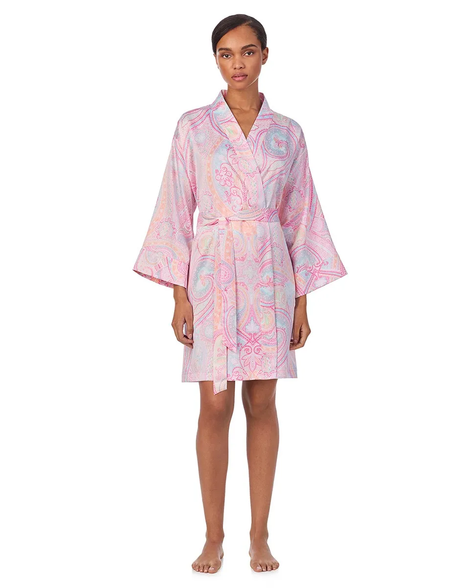 

Короткий женский халат из атласа и полиэстера Lauren Ralph Lauren, мультиколор