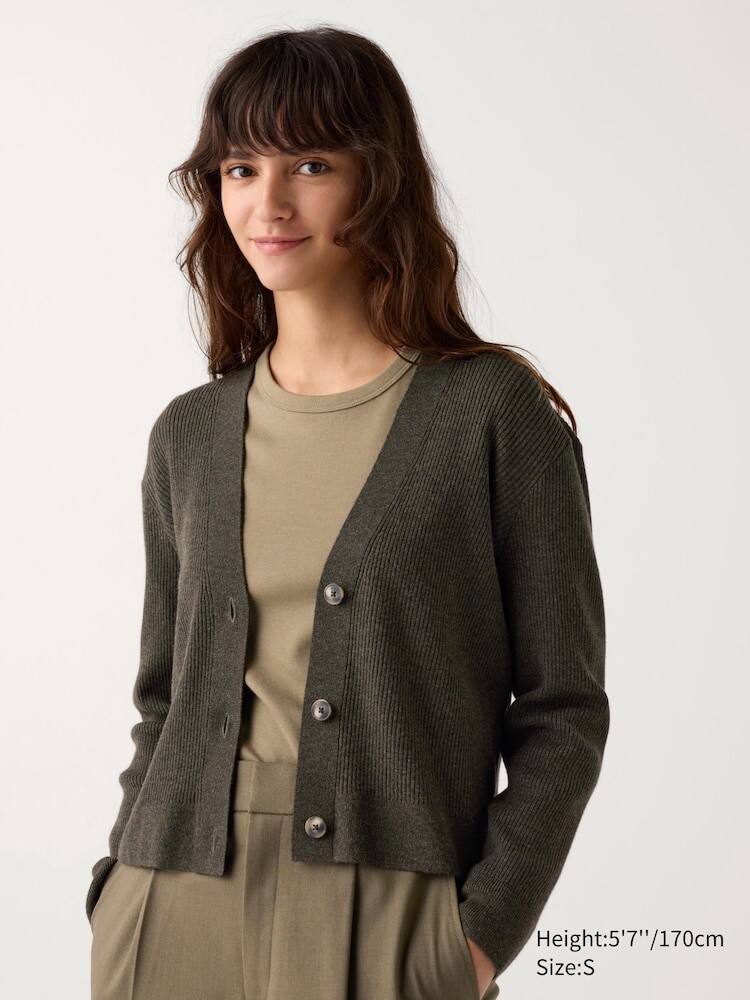 

Вязаный кардиган в рубчик Uniqlo, цвет 58 зеленый