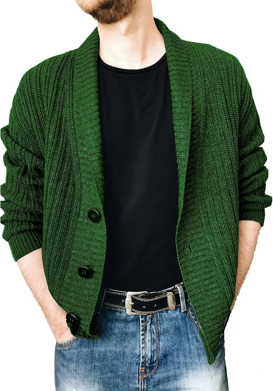 

Мужской кардиган tuduoms с воротником-шалью и цветными блоками