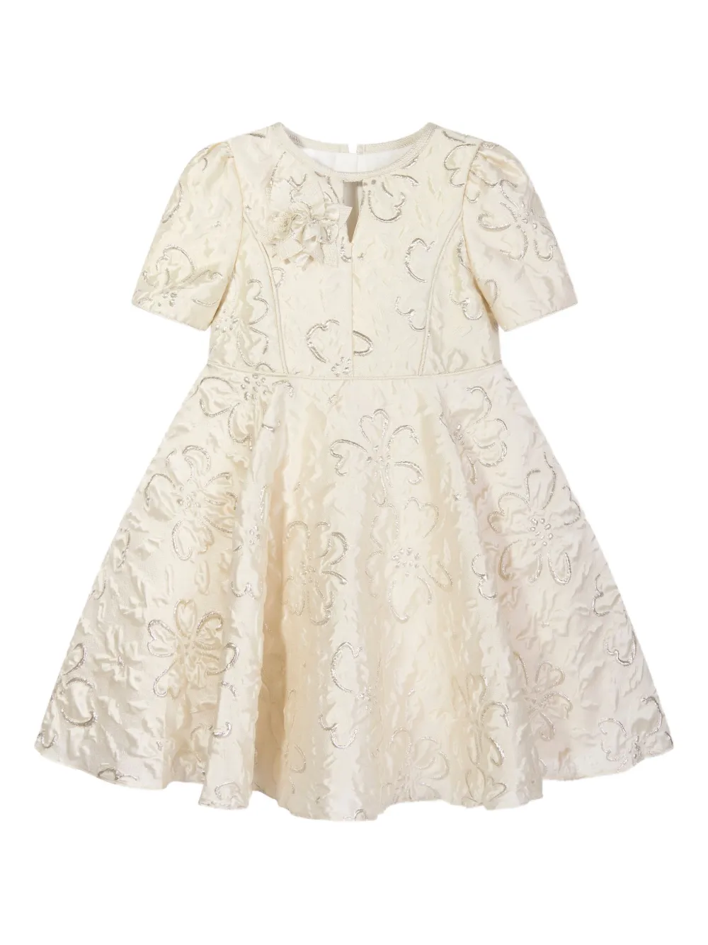 Платье на шнуровке с цветочным жаккардом Dress & Fleur, нейтральный — фото 2