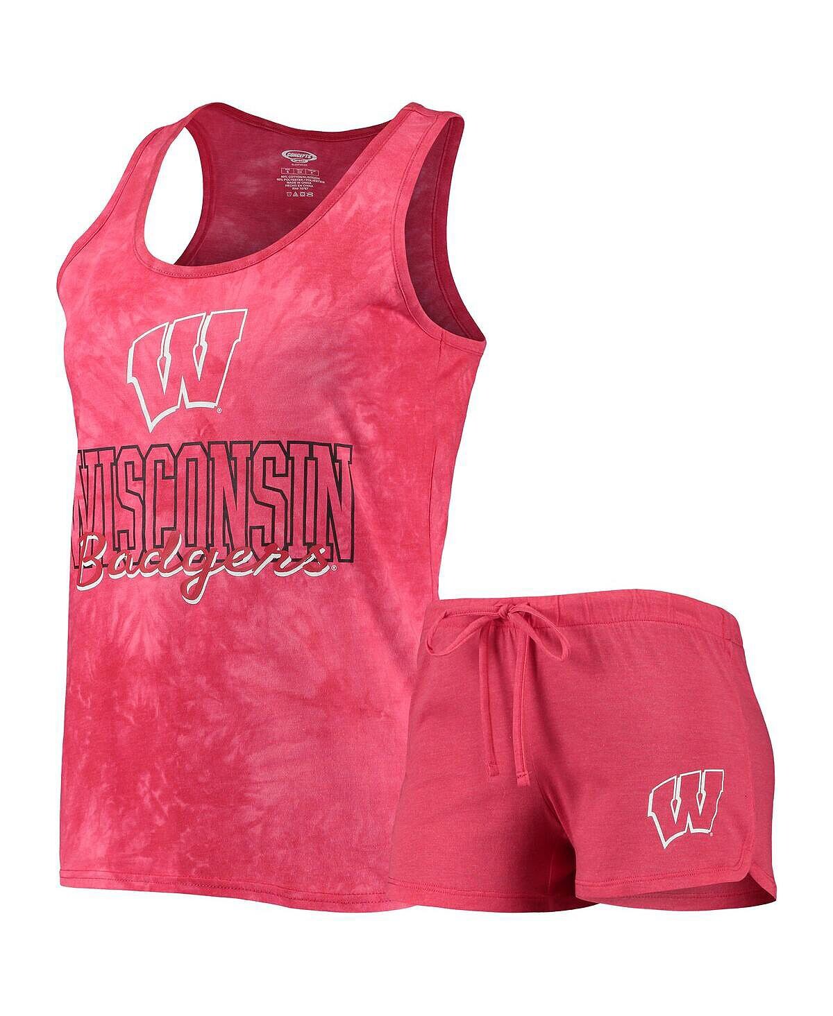 

Женский комплект из майки и шорт Red Wisconsin Badgers Billboard Tie-Dye Concepts Sport, красный
