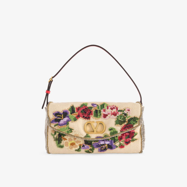

Льняная наплечная сумка Vain Valentino Garavani, мультиколор