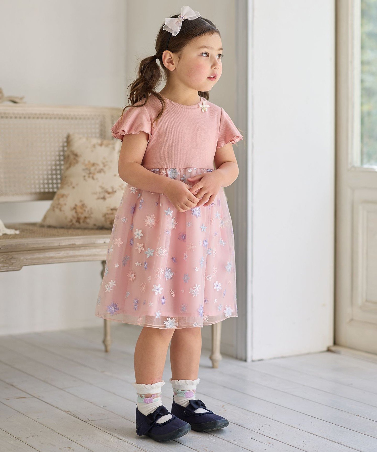 Платье из вышитого тюля ANY KIDS, Pink [012] — фото 3
