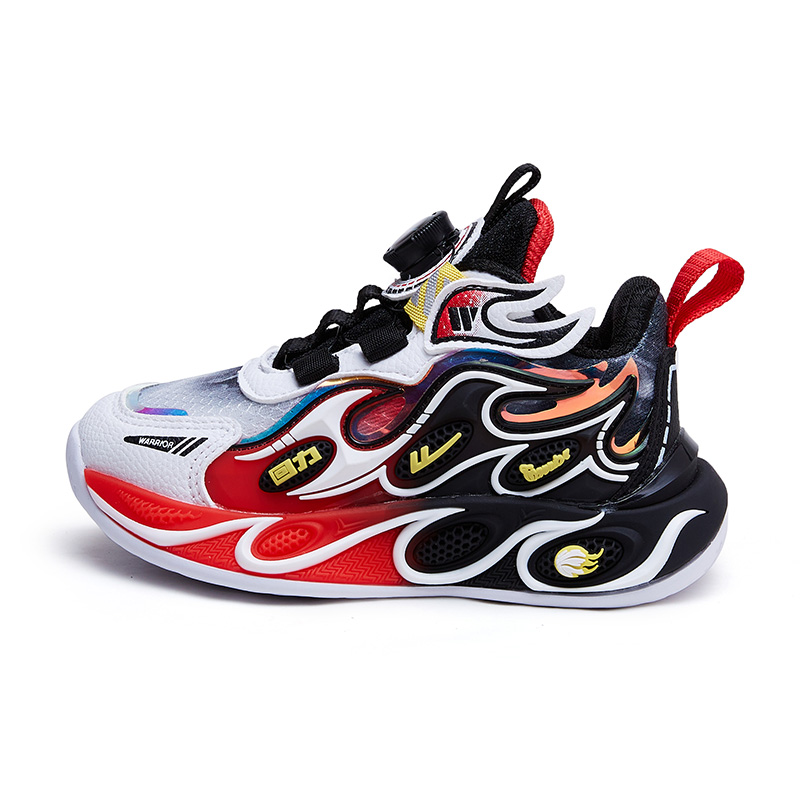 

WARRIOR Антискользящие и износостойкие легкие амортизирующие низкие детские баскетбольные кроссовки black white red kids