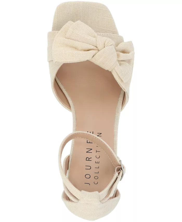 Женские босоножки Zevi Block Heel на платформе Journee Collection, коричневый/бежевый — фото 4
