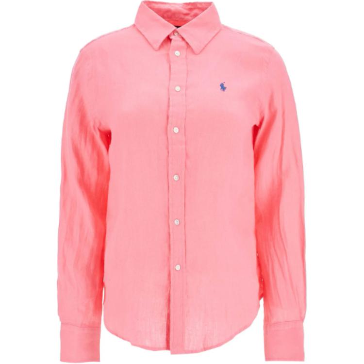 Поло с вышитым логотипом и фигурным подолом Polo Ralph Lauren, розовый — фото 3