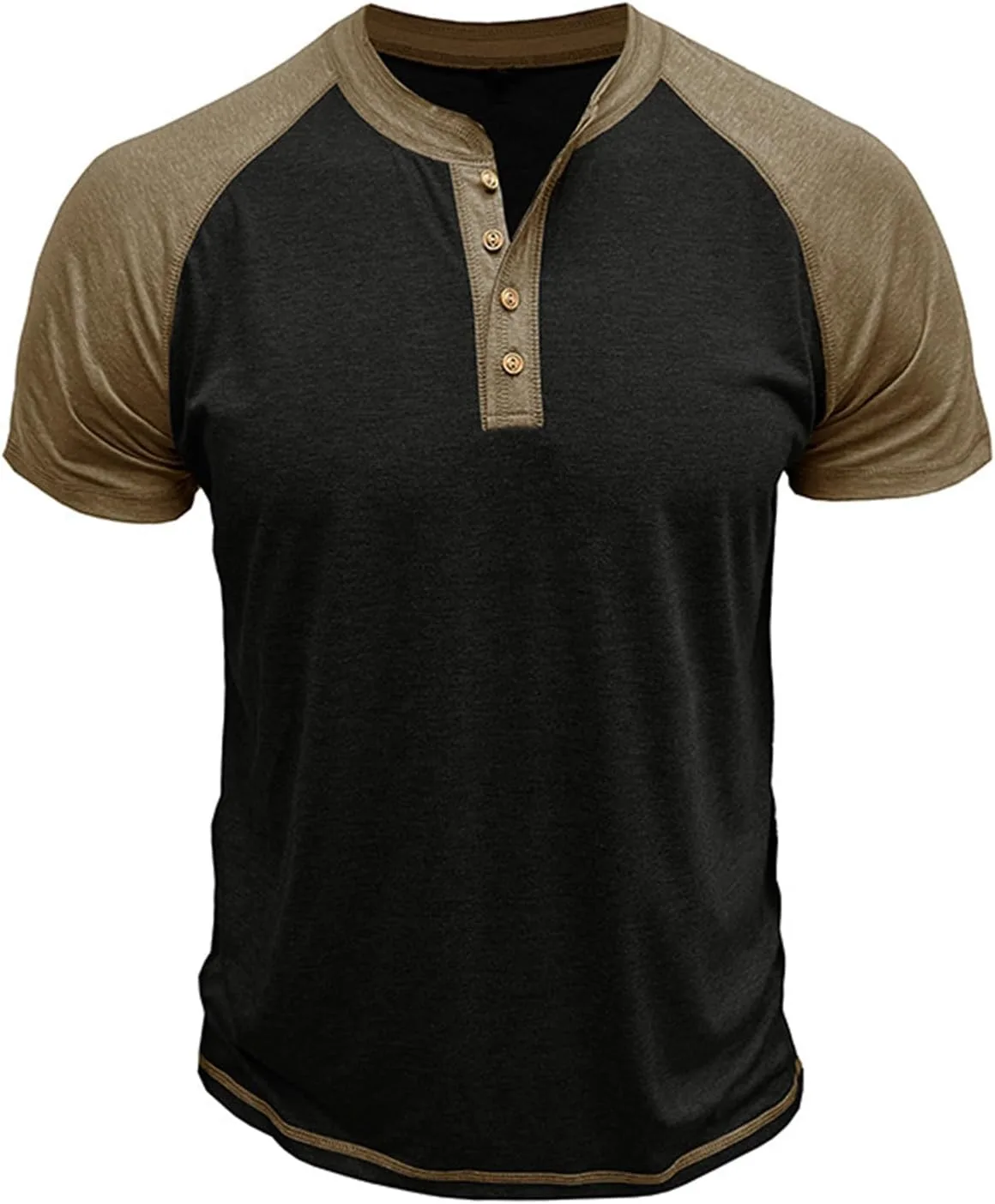 

Мужская футболка Henley с коротким рукавом реглан, Casual, Slim Fit RSZGSWS