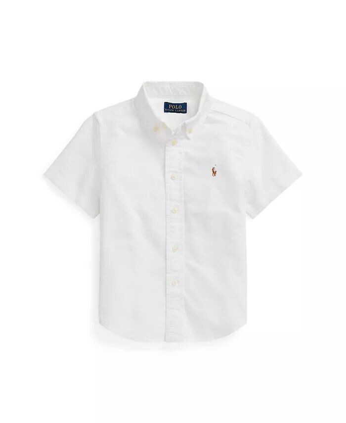 

Рубашка Оксфорд с коротким рукавом для малышей и маленьких мальчиков Polo Ralph Lauren, белый